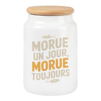 Morue Un Jour Morue Toujours - Boîte à biscuits avec couvercle en bois - blanc - Devant