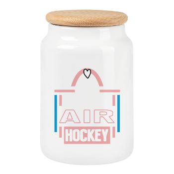 Anniversaire du hockey sur coussin d’air 10 ans Joueur de hockey sur coussin d’air - Boîte à biscuits avec couvercle en bois - blanc - Devant