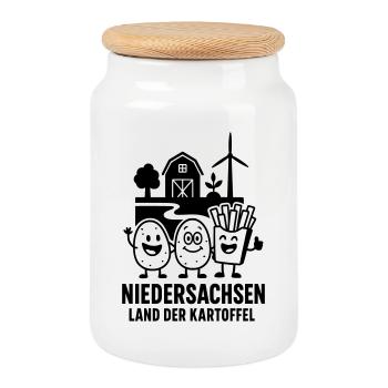 Kartoffel Niedersachsen - Keksdose mit Holzdeckel - Weiß - Vorne