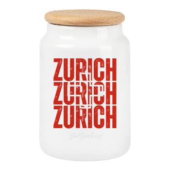 J’aime Zurich, Zurich Suisse - Boîte à biscuits avec couvercle en bois - blanc - Devant