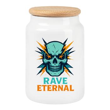 Rave Eternal – Skull Energy - Cookie Jar with Wooden Lid - white - Front