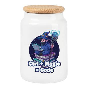 Ctrl Magic Code Zauberer - Keksdose mit Holzdeckel - Weiß - Vorne
