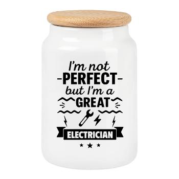 Pas parfait mais un grand électricien - Boîte à biscuits avec couvercle en bois - blanc - Devant