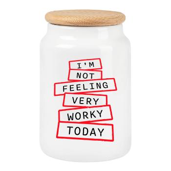 I'm Not Feeling Very Worky Today Faul Arbeit Humor - Cookie Jar with Wooden Lid - white - Front