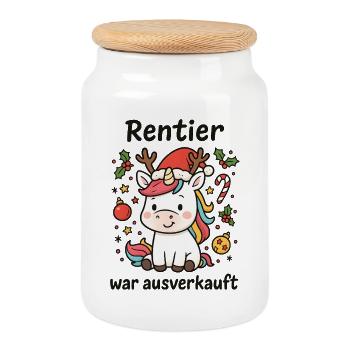 Le renne était épuisé - joyeux Noël - Boîte à biscuits avec couvercle en bois - blanc - Devant
