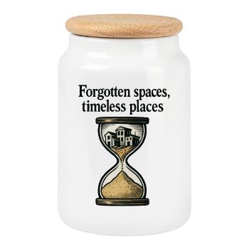 Urbex - Urban Exploration - Cookie Jar with Wooden Lid - white - Front