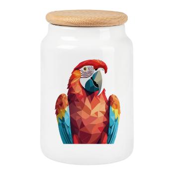 Parrot - Cookie Jar with Wooden Lid - white - Front
