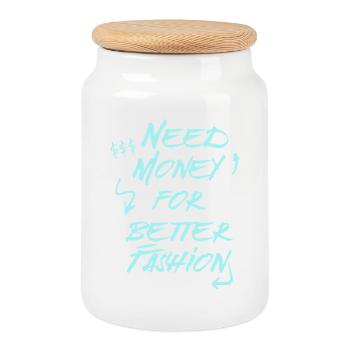 Besoin d’argent pour une meilleure mode – Sweat à capuche tendance - Boîte à biscuits avec couvercle en bois - blanc - Devant