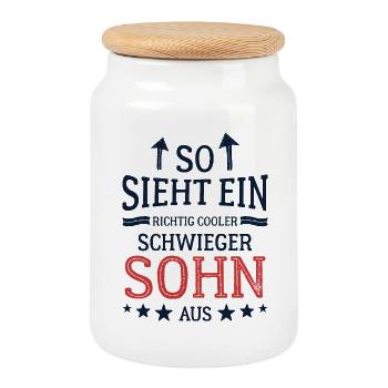 So sieht ein richtig cooler Schwiegersohn aus  - Keksdose mit Holzdeckel - Weiß - Vorne
