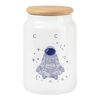 Sérénité cosmique - Boîte à biscuits avec couvercle en bois - blanc - Devant