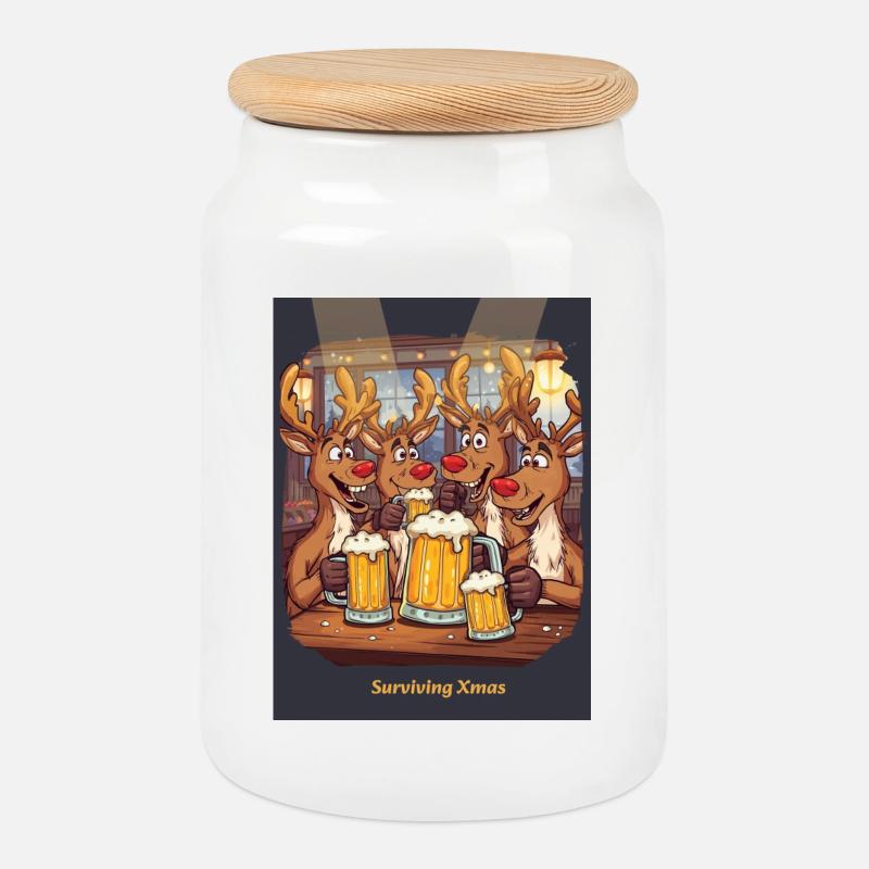 Noël survivant - Boîte à biscuits avec couvercle en bois - blanc
