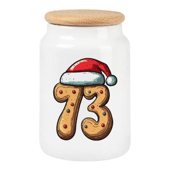 73 Zahl Keks Weihnachten - Keksdose mit Holzdeckel - Weiß - Vorne