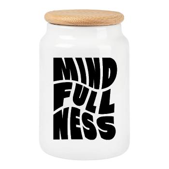 Conception de logo Mindfullness - Boîte à biscuits avec couvercle en bois - blanc - Devant