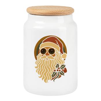 Vintage Santa Claus Design Rétro Lover - Boîte à biscuits avec couvercle en bois - blanc - Devant