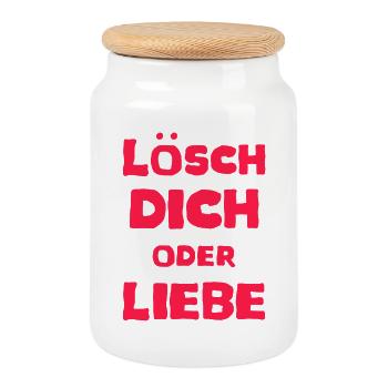 Funny Sayings Design Love Delete You - Cookie Jar with Wooden Lid - white - Front