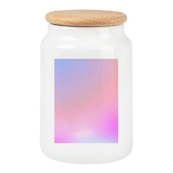 Dégradé pastel de barbe à papa de rêve - Boîte à biscuits avec couvercle en bois - blanc - Devant