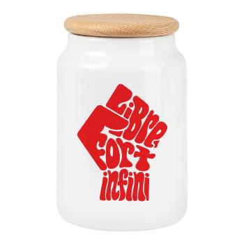 LIBRE FORT hom - let's talk - Boîte à biscuits avec couvercle en bois - blanc - Devant
