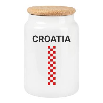 Croatia Vertical Squares - Cookie Jar with Wooden Lid - white - Front