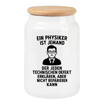 Définition de l’explication du physicien Drôle - Boîte à biscuits avec couvercle en bois - blanc - Devant