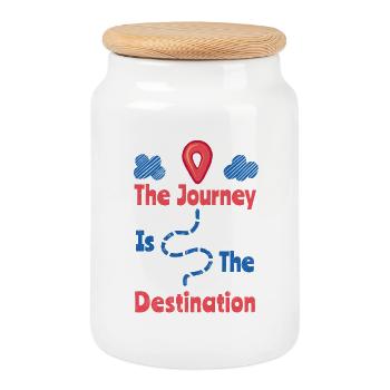 The Journey Is The Destination - Cookie Jar with Wooden Lid - white - Front