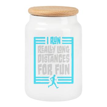 I Run Really Long Distances For Fun Marathon Sport - Keksdose mit Holzdeckel - Weiß - Vorne