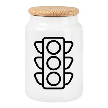 Traffic light - Cookie Jar with Wooden Lid - white - Front