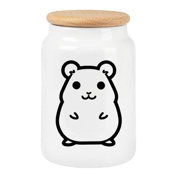 hamster - Cookie Jar with Wooden Lid - white - Front