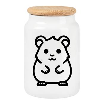 hamster - Cookie Jar with Wooden Lid - white - Front