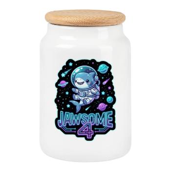 Jawsome 4 Space Shark - Cookie Jar with Wooden Lid - white - Front