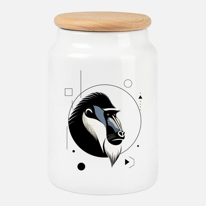 Mandrill - Cookie Jar with Wooden Lid - white