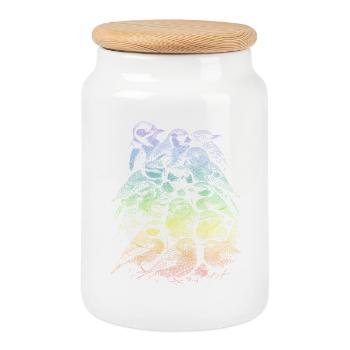 Garden bird - Cookie Jar with Wooden Lid - white - Front