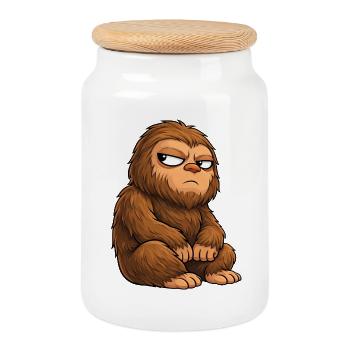 Lustiger Bigfoot Sasquatch Ungeheuer Cartoon Humor - Keksdose mit Holzdeckel - Weiß - Vorne