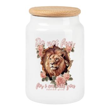 Leo Verset biblique chrétien - Boîte à biscuits avec couvercle en bois - blanc - Devant