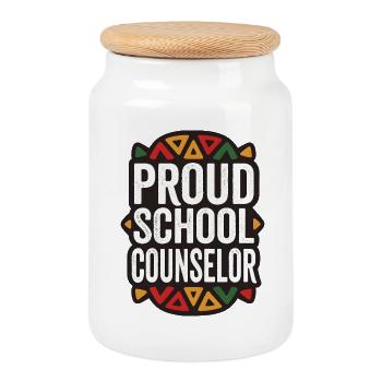 Conseiller scolaire Pride Motif géométrique - Boîte à biscuits avec couvercle en bois - blanc - Devant