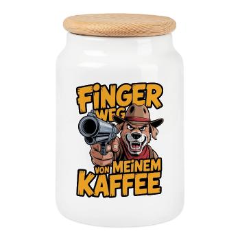 Hands off my coffee - Cookie Jar with Wooden Lid - white - Front