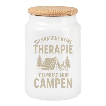 Je n’ai pas besoin de thérapie en camping - Boîte à biscuits avec couvercle en bois - blanc - Devant