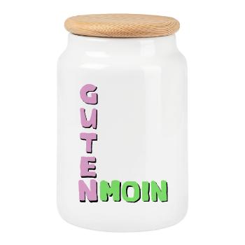 Guten moin Good morning - Keksdose mit Holzdeckel - Weiß - Vorne