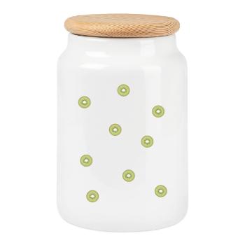 Kiwis - Cookie Jar with Wooden Lid - white - Front