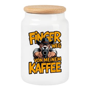 Stay away from my coffee – watchdog - Cookie Jar with Wooden Lid - white - Front