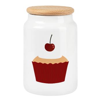 Charme Cupcake à la Crème Cerise - Boîte à biscuits avec couvercle en bois - blanc - Devant
