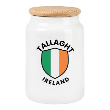 Tallaght Irish Shield - Cookie Jar with Wooden Lid - white - Front