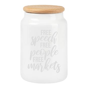 Marché de la liberté d’expression Peuple Libertarian Freedom Logo - Boîte à biscuits avec couvercle en bois - blanc - Devant