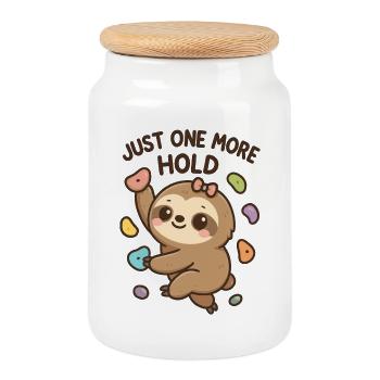 Paresseux de Kawaii en bloc – Juste une prise de plus - Boîte à biscuits avec couvercle en bois - blanc - Devant