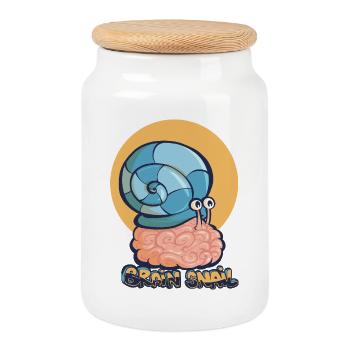 Brain Snail - Cookie Jar with Wooden Lid - white - Front