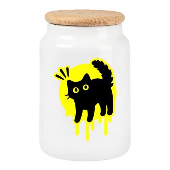 Chat Chat - Boîte à biscuits avec couvercle en bois - blanc - Devant