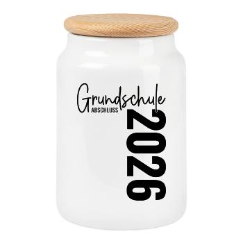 Primary school graduation 2026 - Cookie Jar with Wooden Lid - white - Front