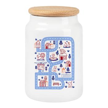 Play street - Cookie Jar with Wooden Lid - white - Front
