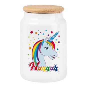 Hannah, nom de jeune fille, prénom préféré - Boîte à biscuits avec couvercle en bois - blanc - Devant