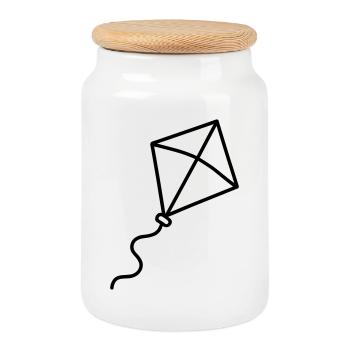 cerf volant - Boîte à biscuits avec couvercle en bois - blanc - Devant