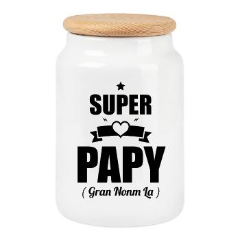 Super Grandpa Gift - Gran Nonm la T-shirt - Cookie Jar with Wooden Lid - white - Front